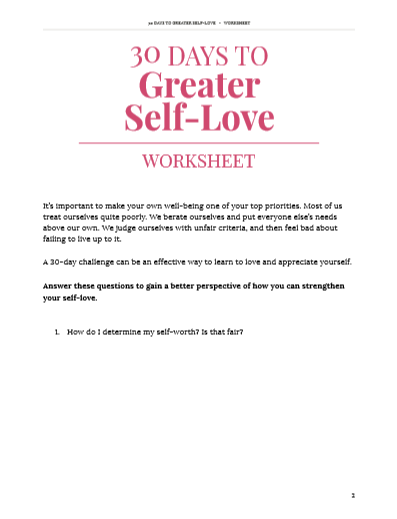 30 Days To Greater Self Love - eBook by Positive Intent - Positive Intent Beauty